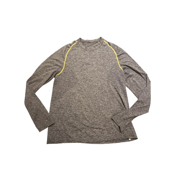lululemon athletica Other - Lululemon Long Sleeve Athletic Shirt Heathered‎ Gray Yellow Trim Men's Medium